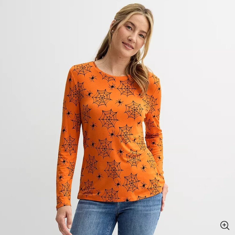 Halloween Long Sleeve T-Shirt | Large | Webs Teacher Spirit Week NEW